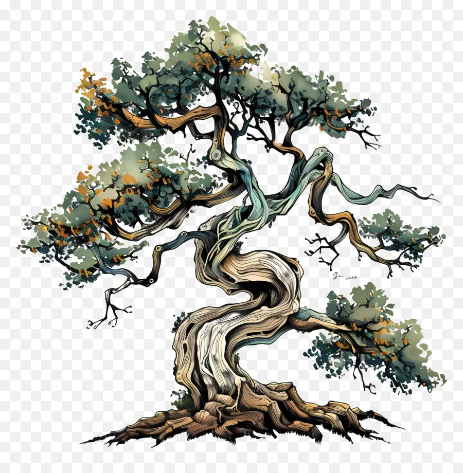 дерево с корнями，бонсай дерево PNG