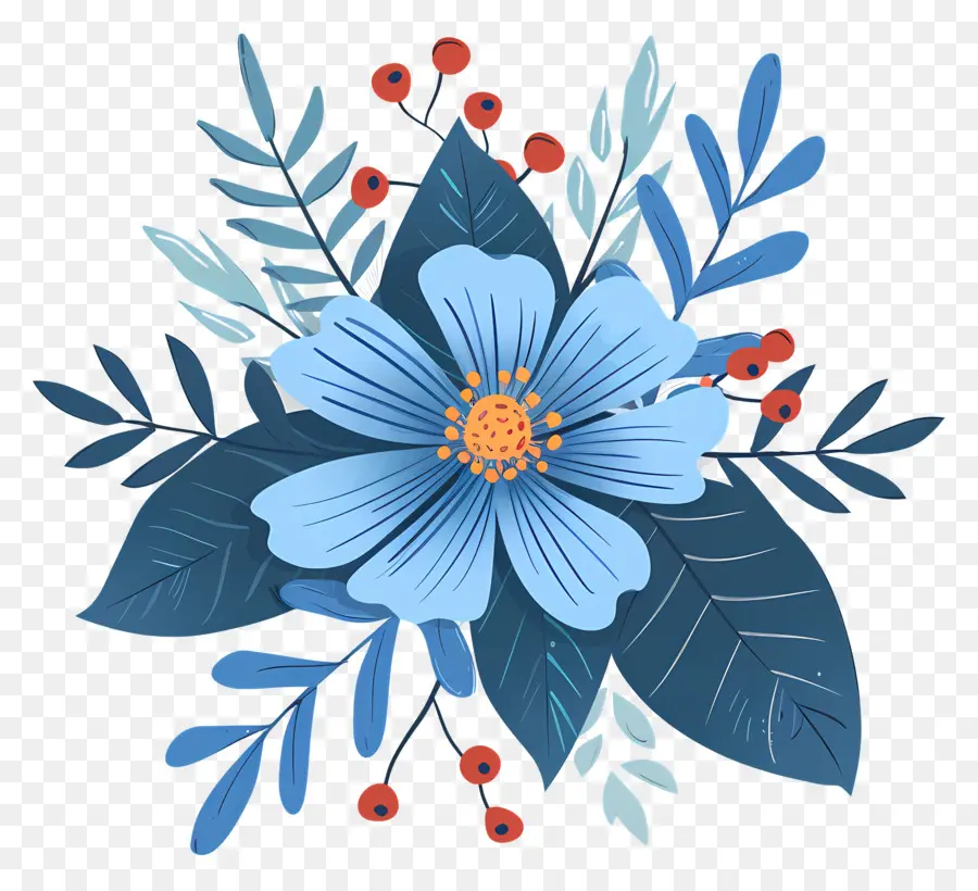 зимний цветок，Голубой цветок PNG