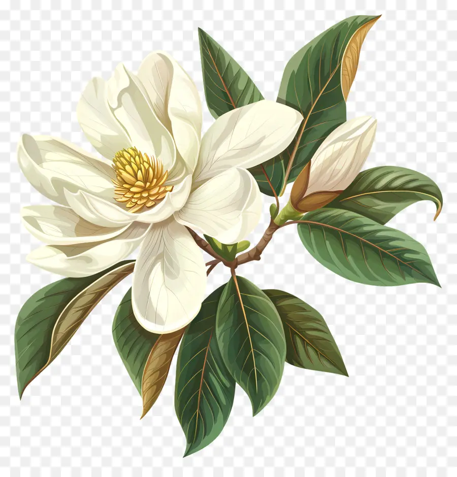 цветок магнолии，белая магнолия PNG