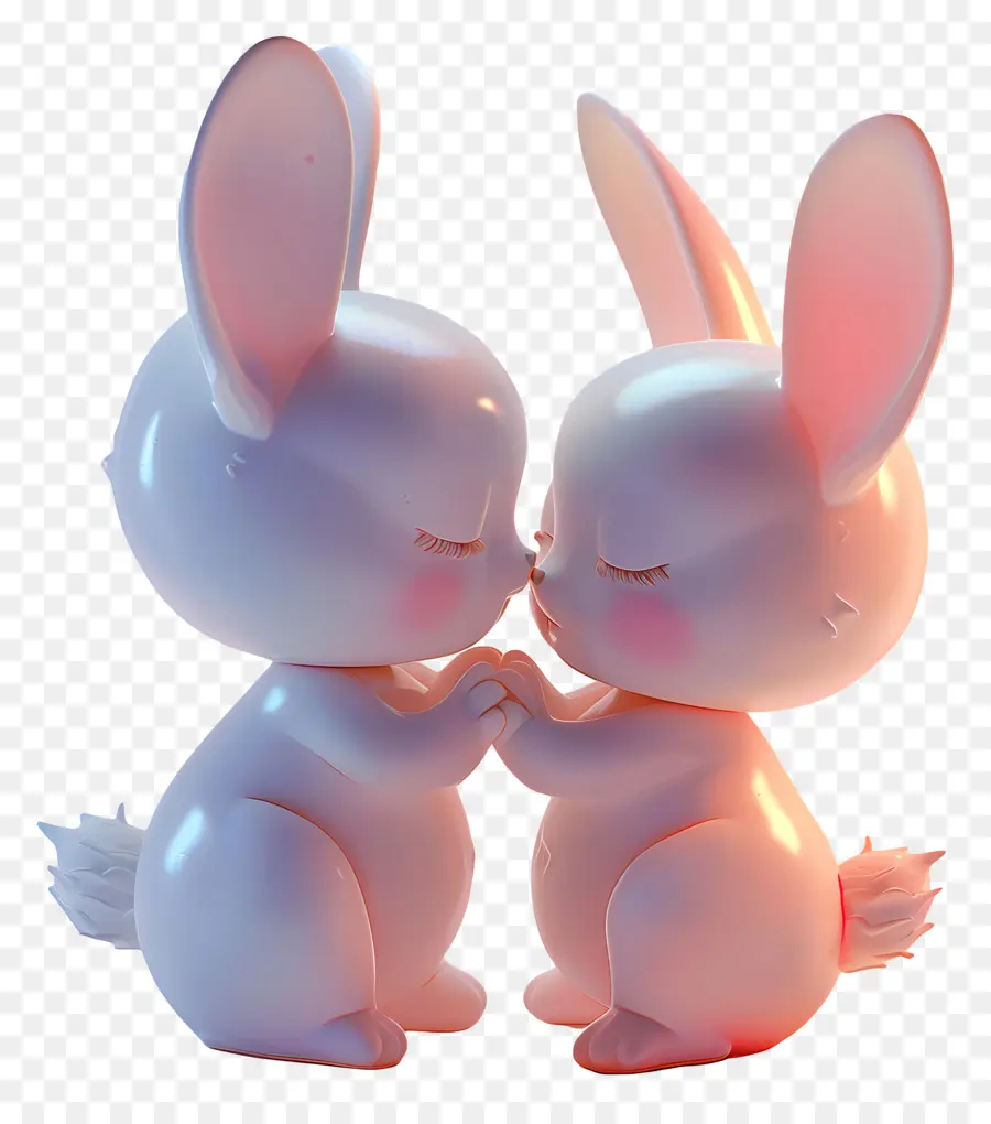 Поцелуй，кролики PNG