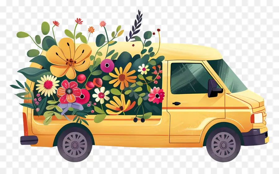 фургон，Доставка цветов  PNG
