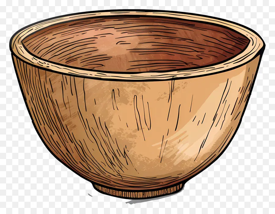 деревянная чаша，нарисованный от руки PNG