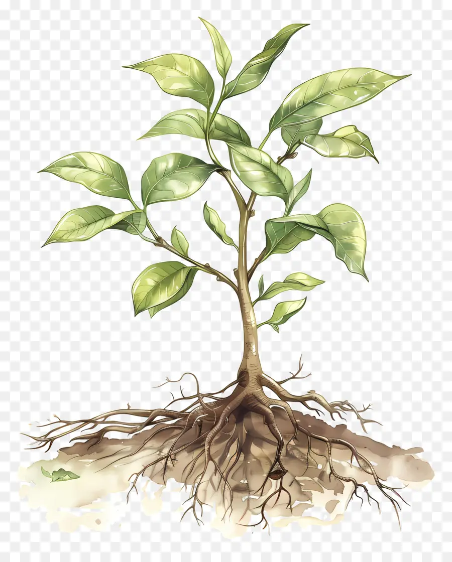 посадить корень，акварельные иллюстрации PNG
