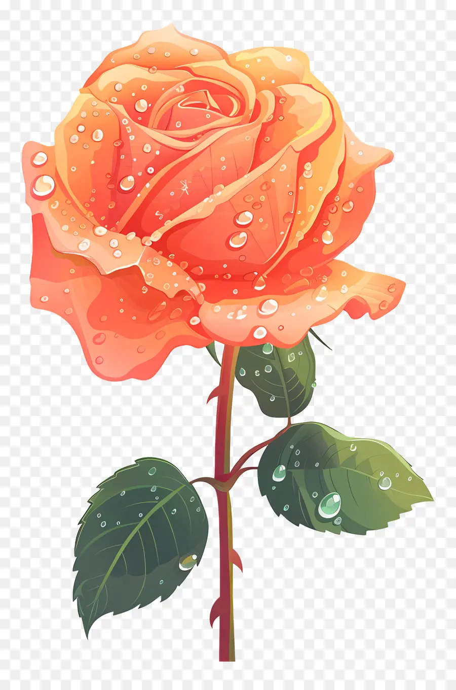 Роза с каплями росы，Роза PNG