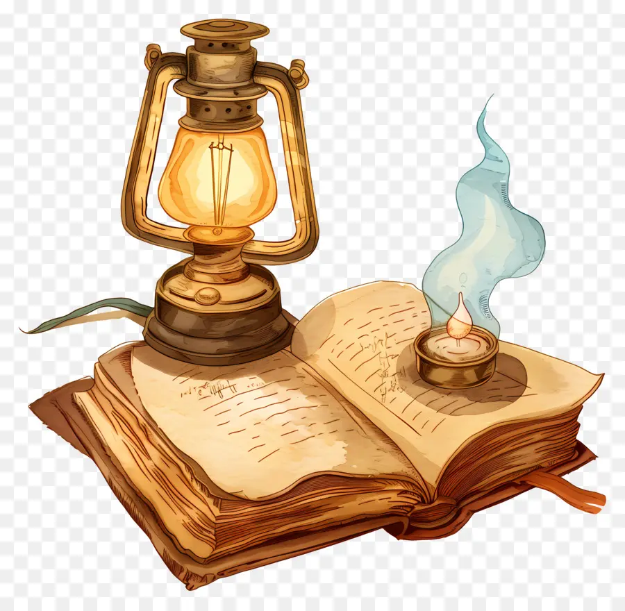 книга и лампа，Античная PNG