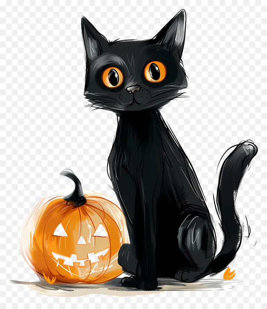 Хэллоуин кошка，Черный кот PNG