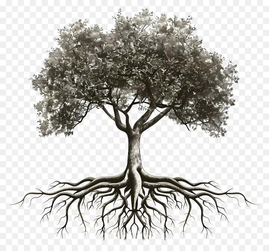дерево с корнями，Символика дерева PNG