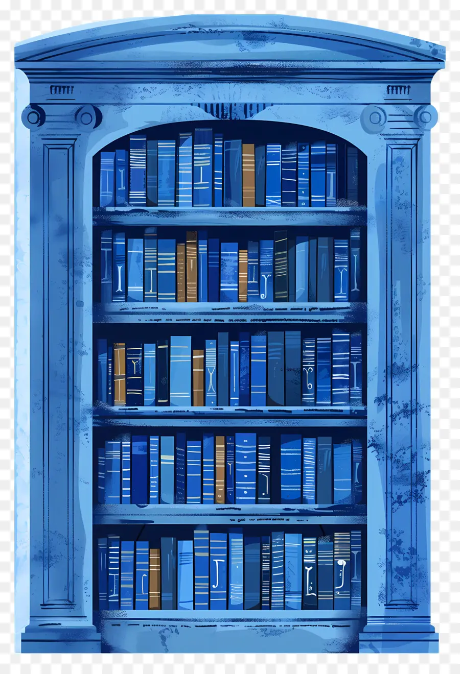 Библиотека，Синий книжный шкаф PNG