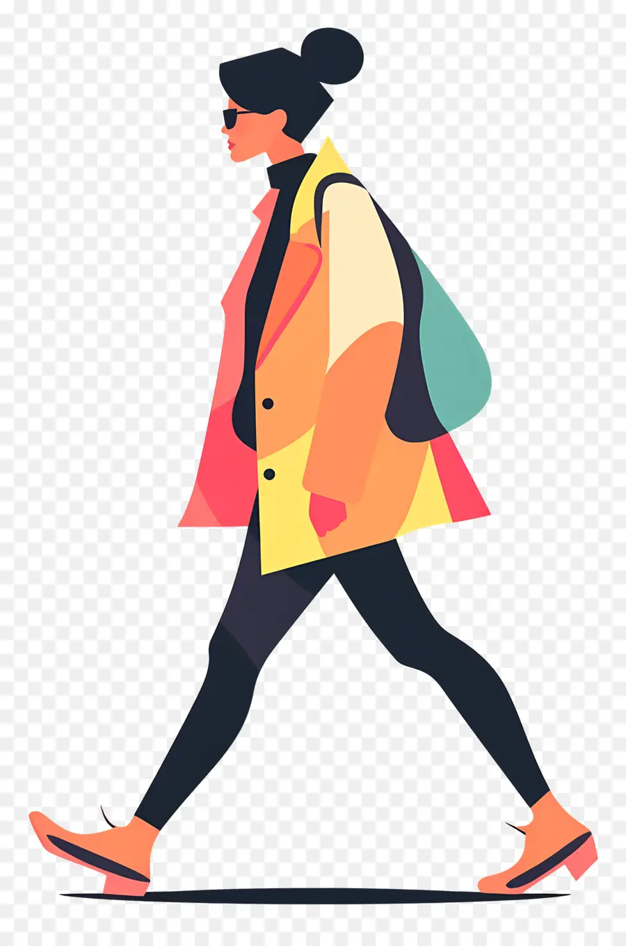 женщина ходьба，мультфильм PNG