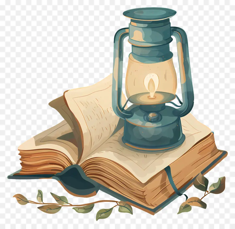 книга и лампа，открытая книга PNG