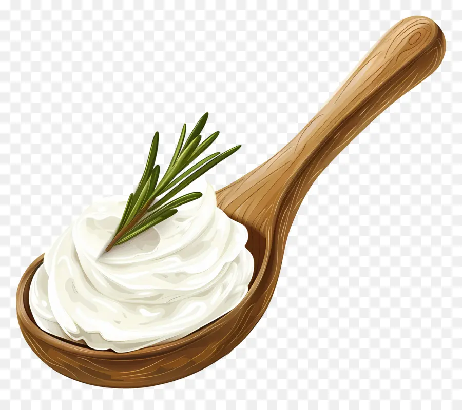 Греческий йогурт，Деревянной ложкой PNG