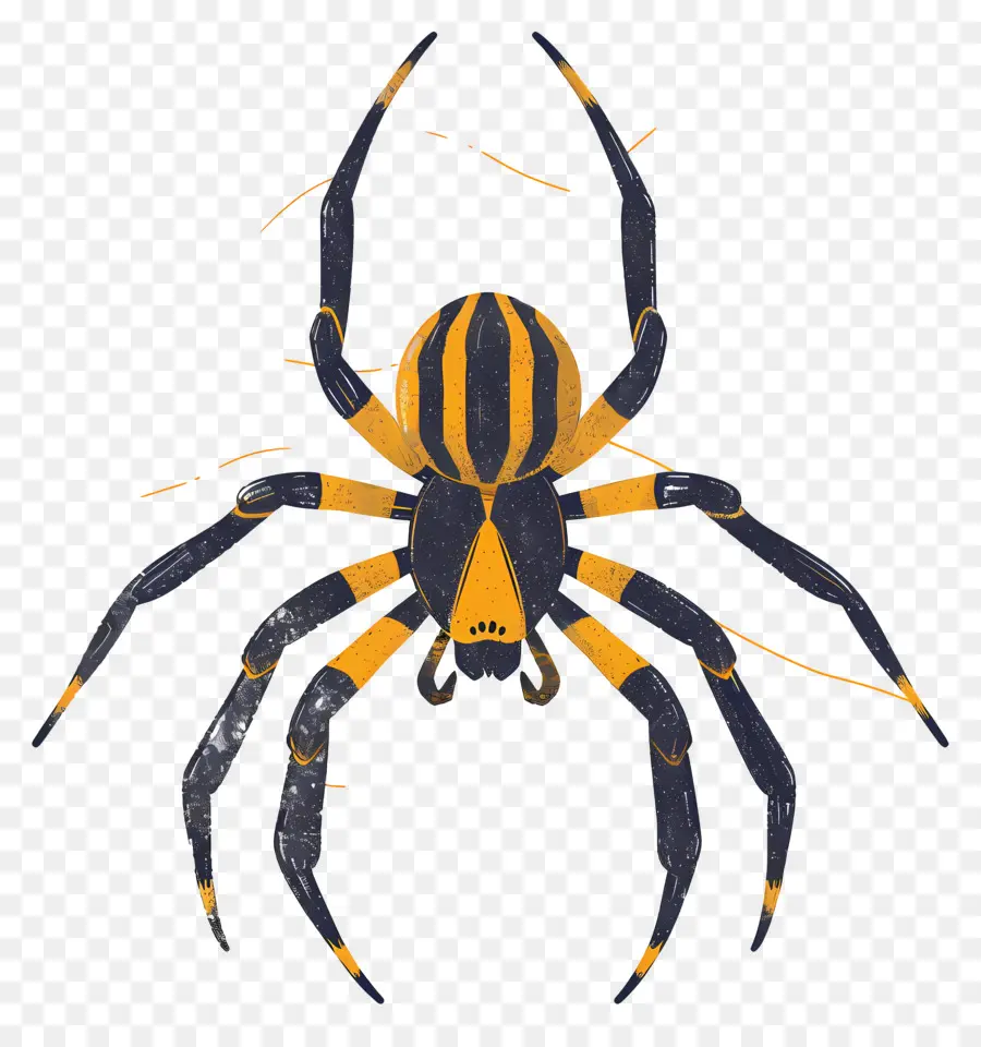 паук，черный и желтый паук PNG