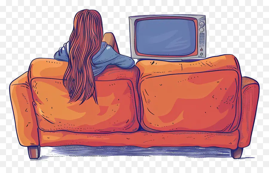 Женщина，смотреть телевизор PNG