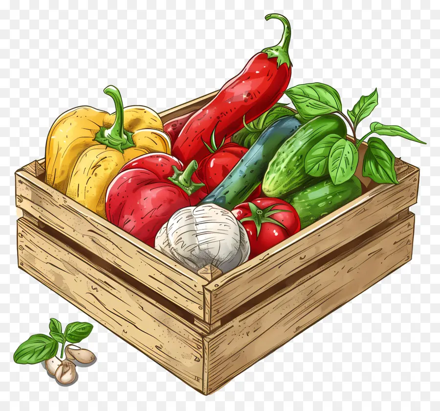 овощная коробка，красочные овощи PNG