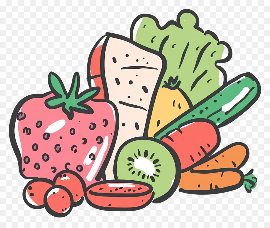 мультфильм пищевыми продуктами，Fruits PNG