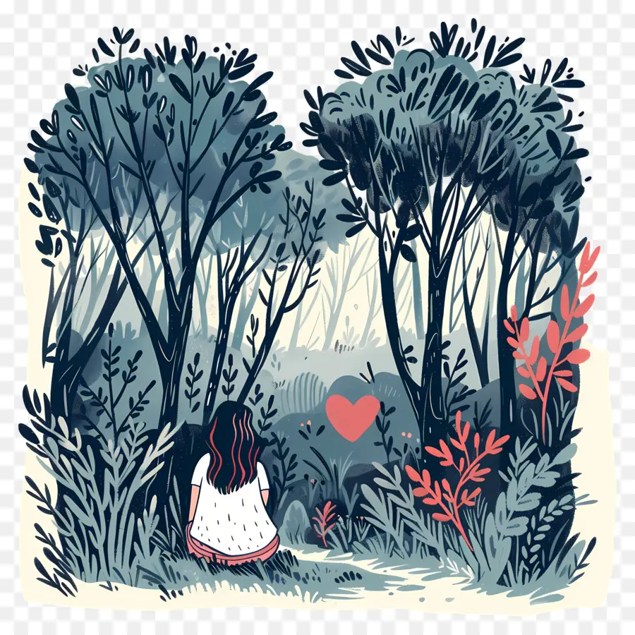мультфильм лес，девушка PNG