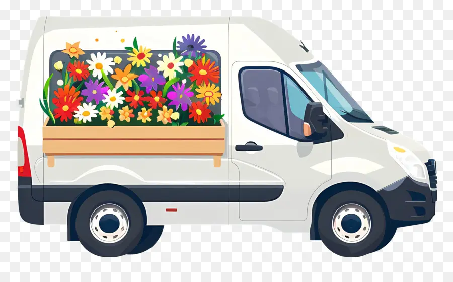 фургон，цветы PNG