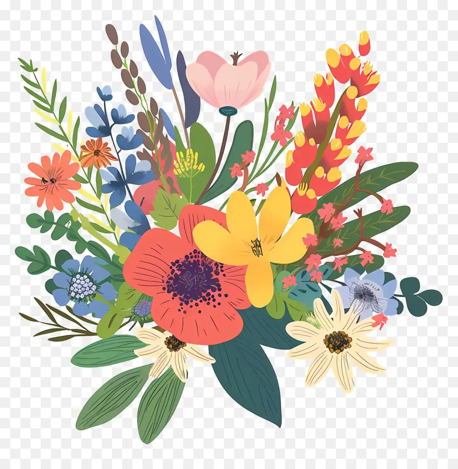 Смешанный Букет Цветов，цветы PNG