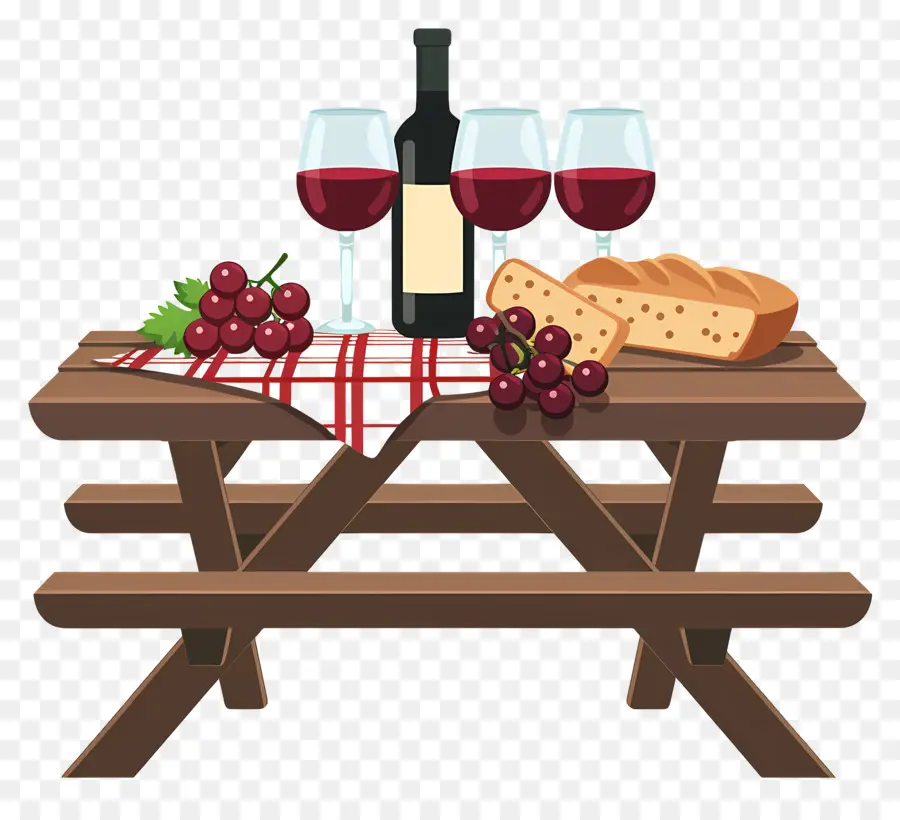 Стол для пикника ，Красное Вино PNG