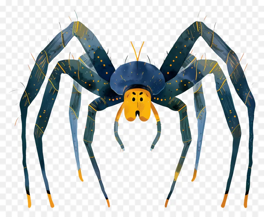 паук，синий и желтый паук PNG