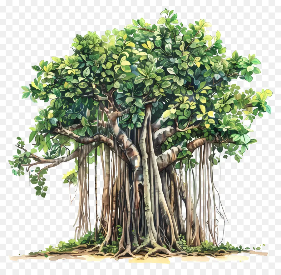 баньян，тропическое дерево PNG