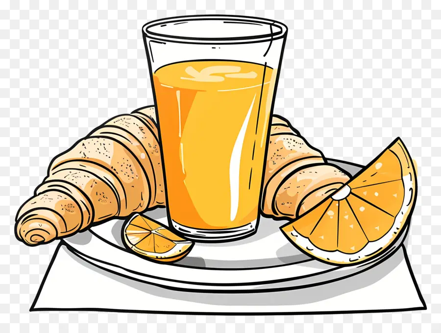 завтрак，Французская выпечка PNG