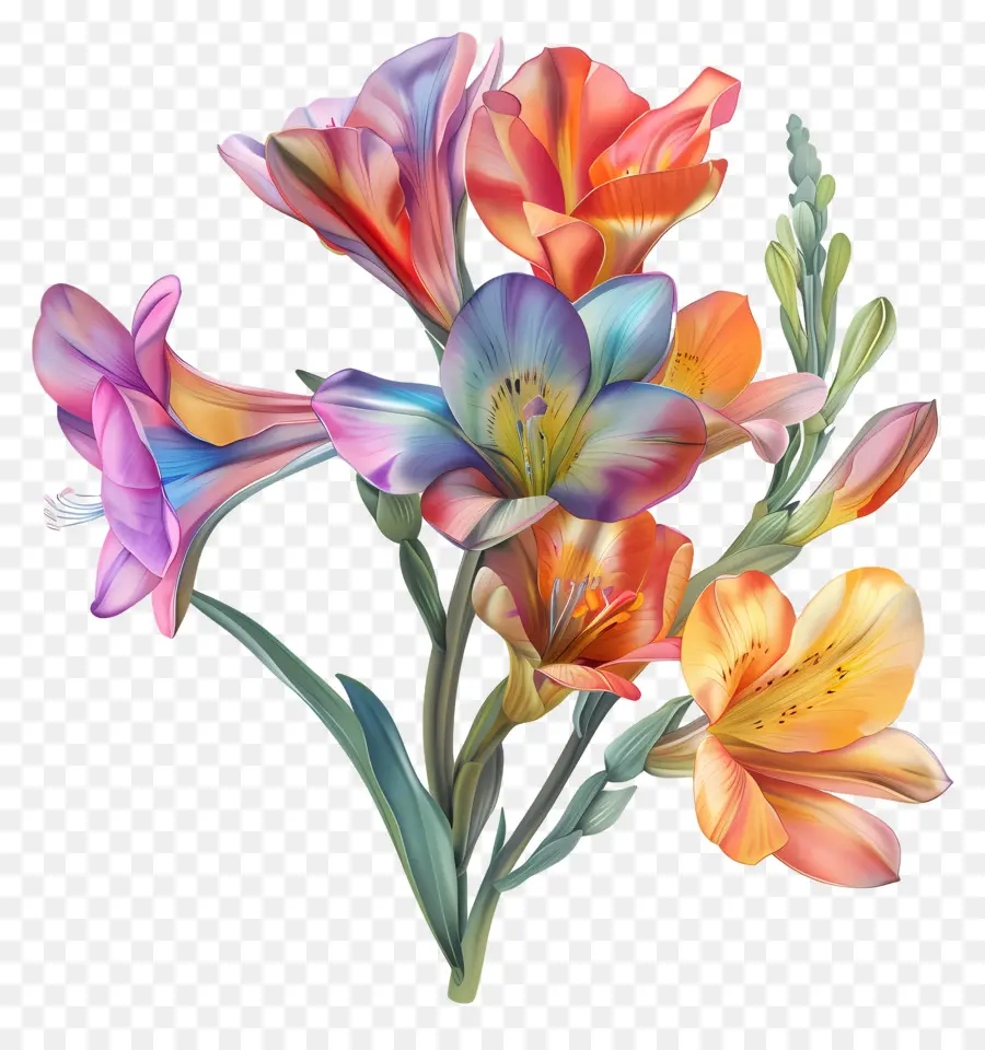 Freesia Flower，букет PNG