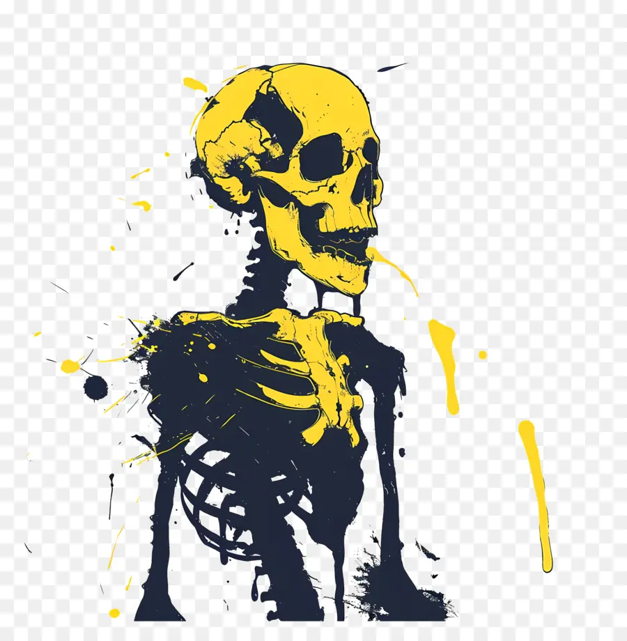 Скелет，Черный и желтый PNG