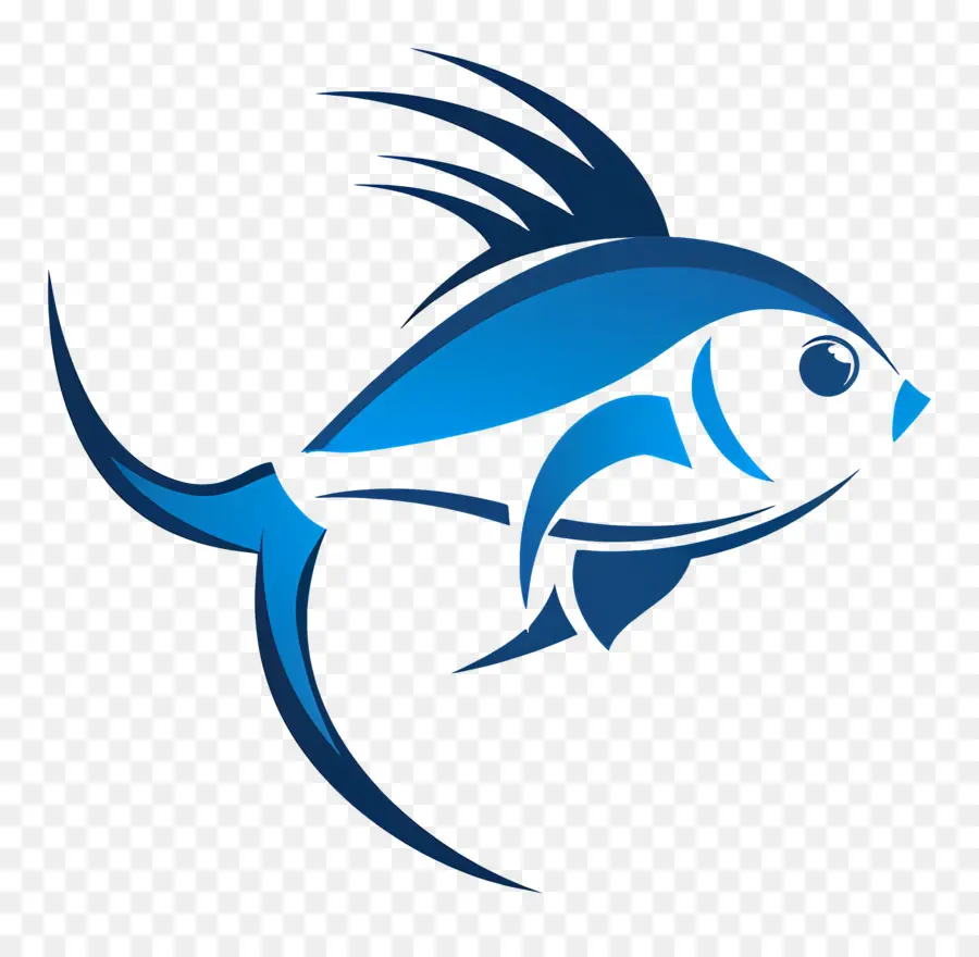 Простой дизайн，синяя рыба PNG