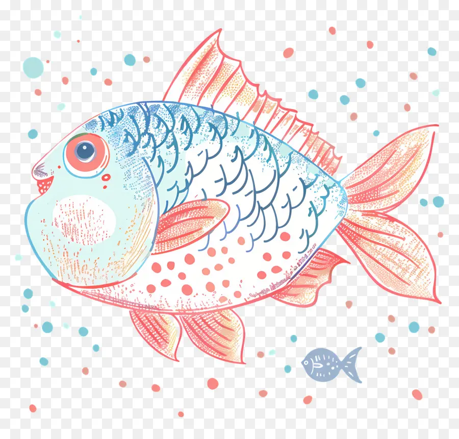 мультфильм рыбы，синие и розовые весы PNG