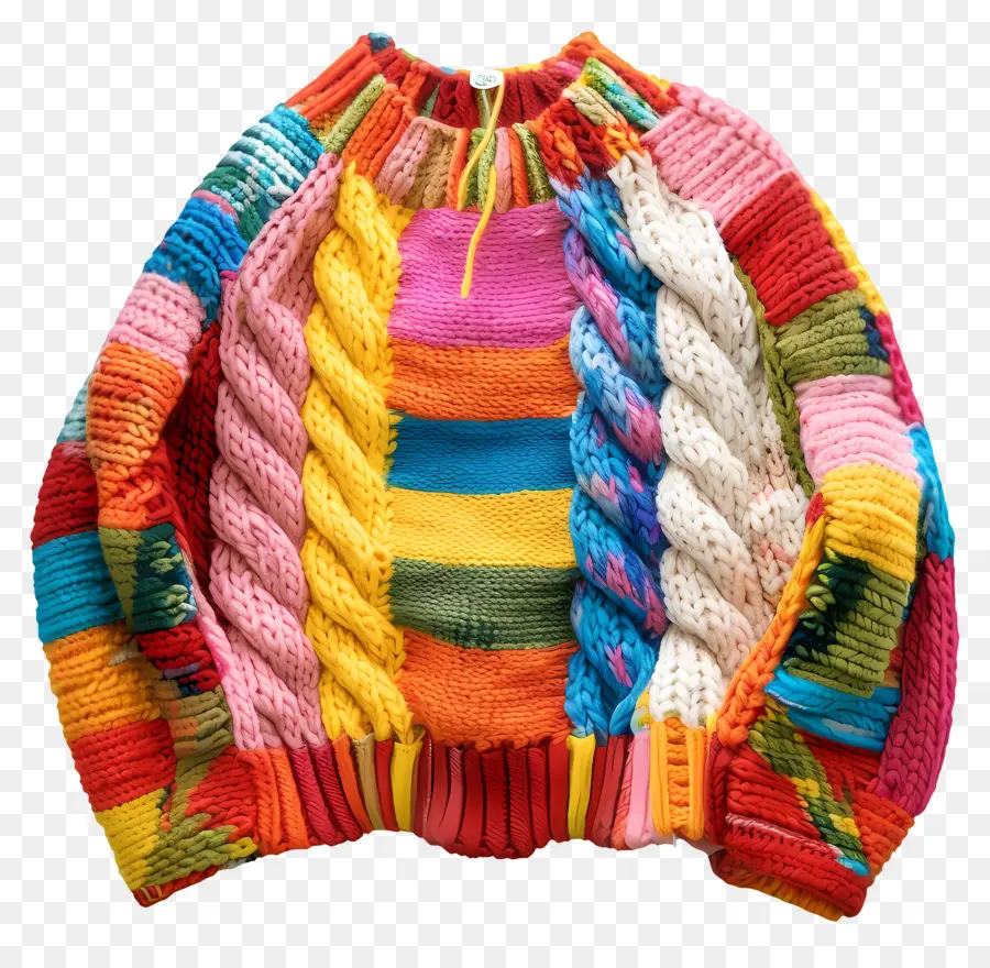 вязаная кофта，Красочный свитер PNG