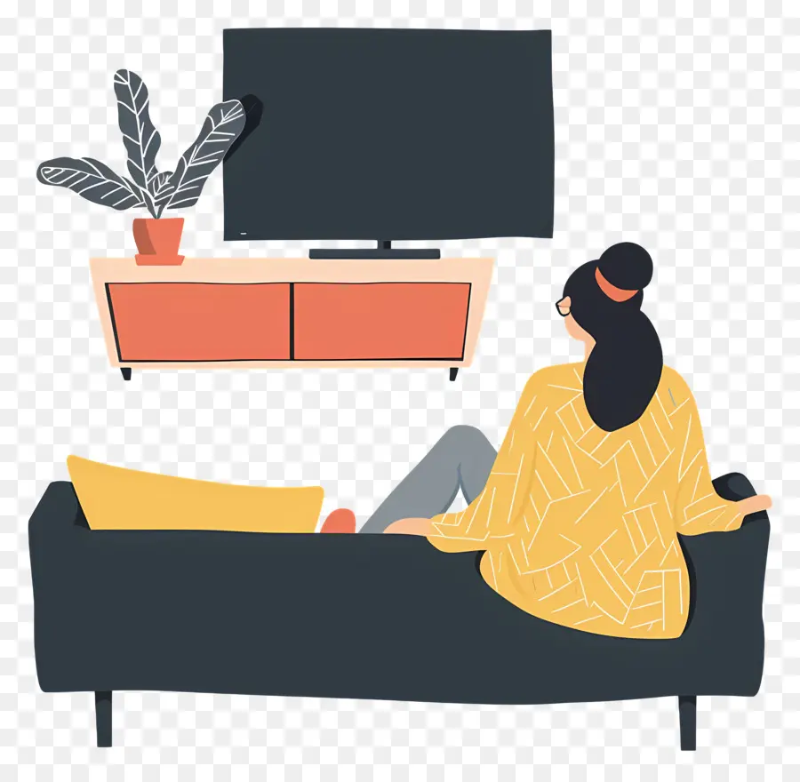 Женщина，смотреть телевизор PNG
