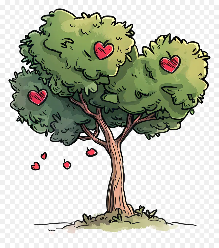 дерево мультфильм ，любовь PNG