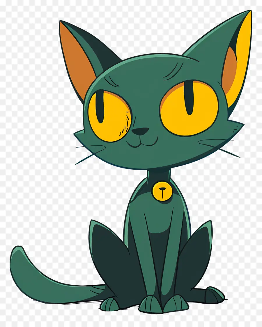 мультфильм кот，зеленый кот PNG