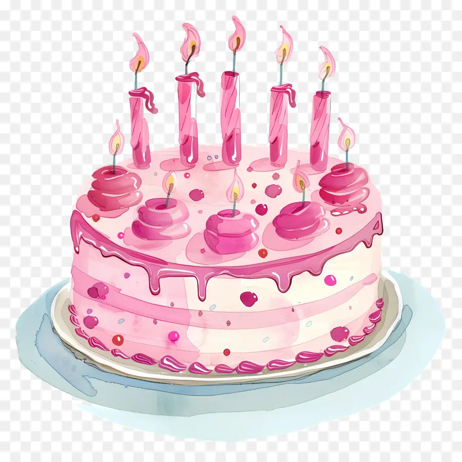 розовый торт，День рождения Торт PNG