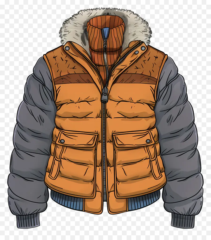 зимнее пальто，оранжевый куртка PNG