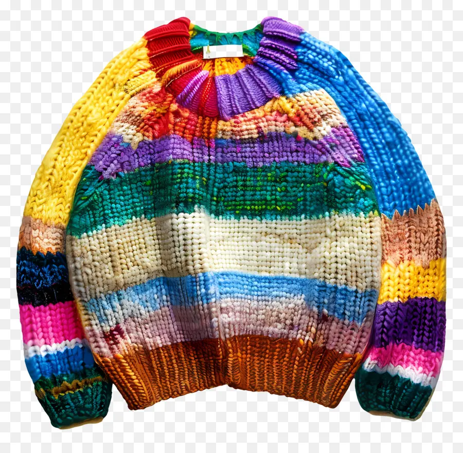 вязаная кофта，разноцветный вязаный свитер PNG