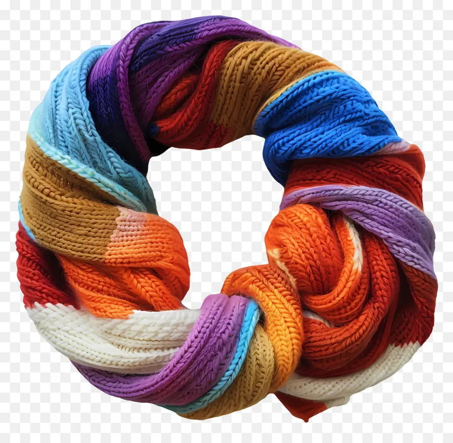 вязаный шарф，разноцветный шарф PNG