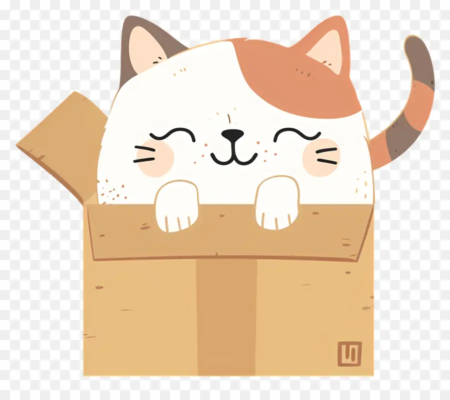 Кошка в коробке，мультфильм кот PNG