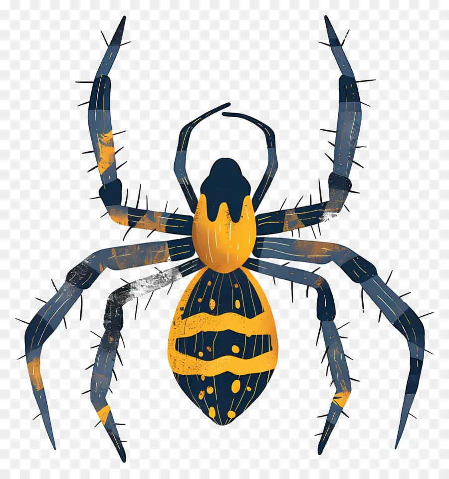 паук，Черный и желтый PNG
