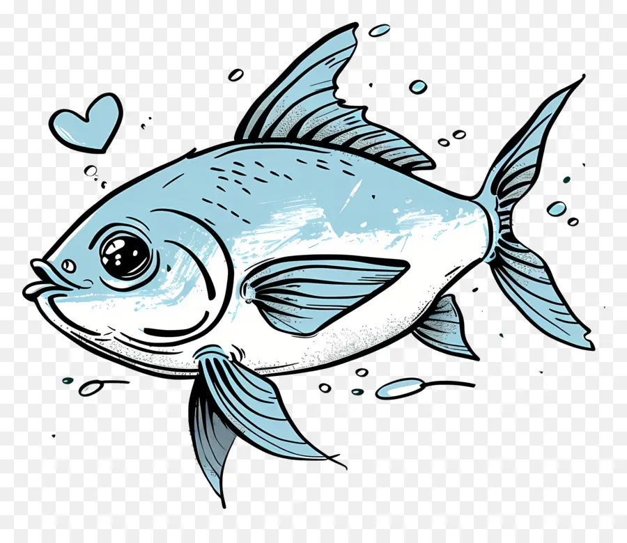 мультфильм рыбы，сердце PNG
