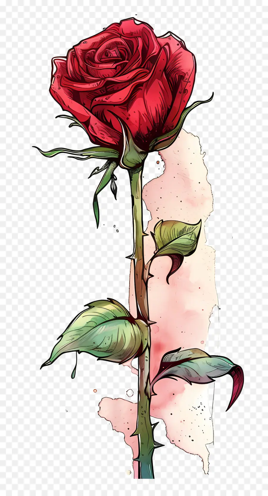 одиночная роза，красная роза PNG