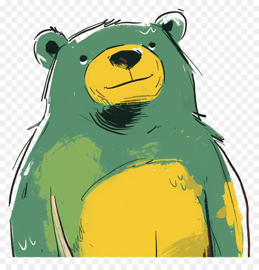 мультфильм медведь，зеленые и желтые полосы PNG