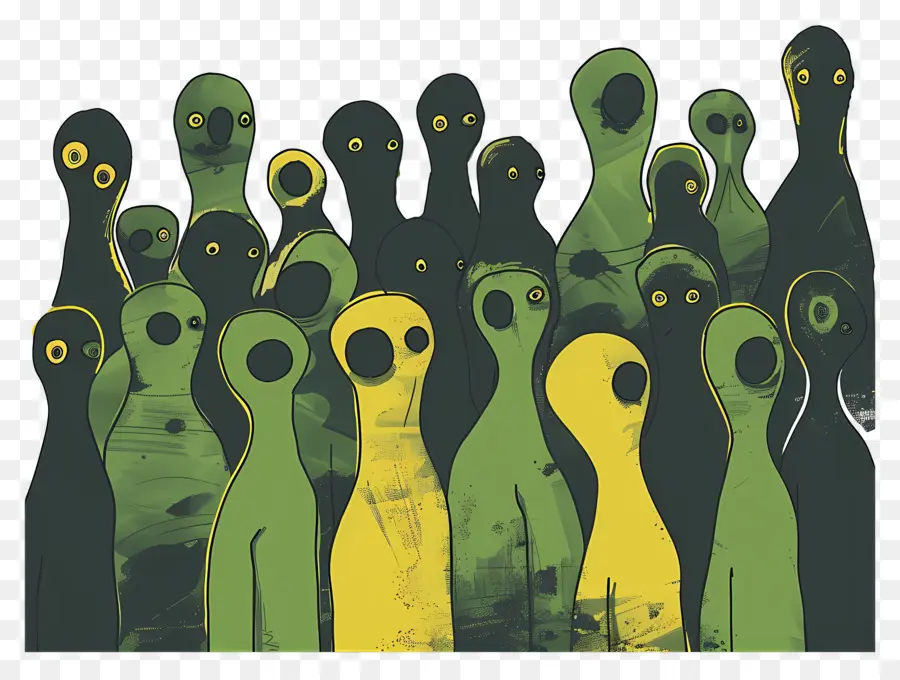 толпа，Зеленые фигуры PNG