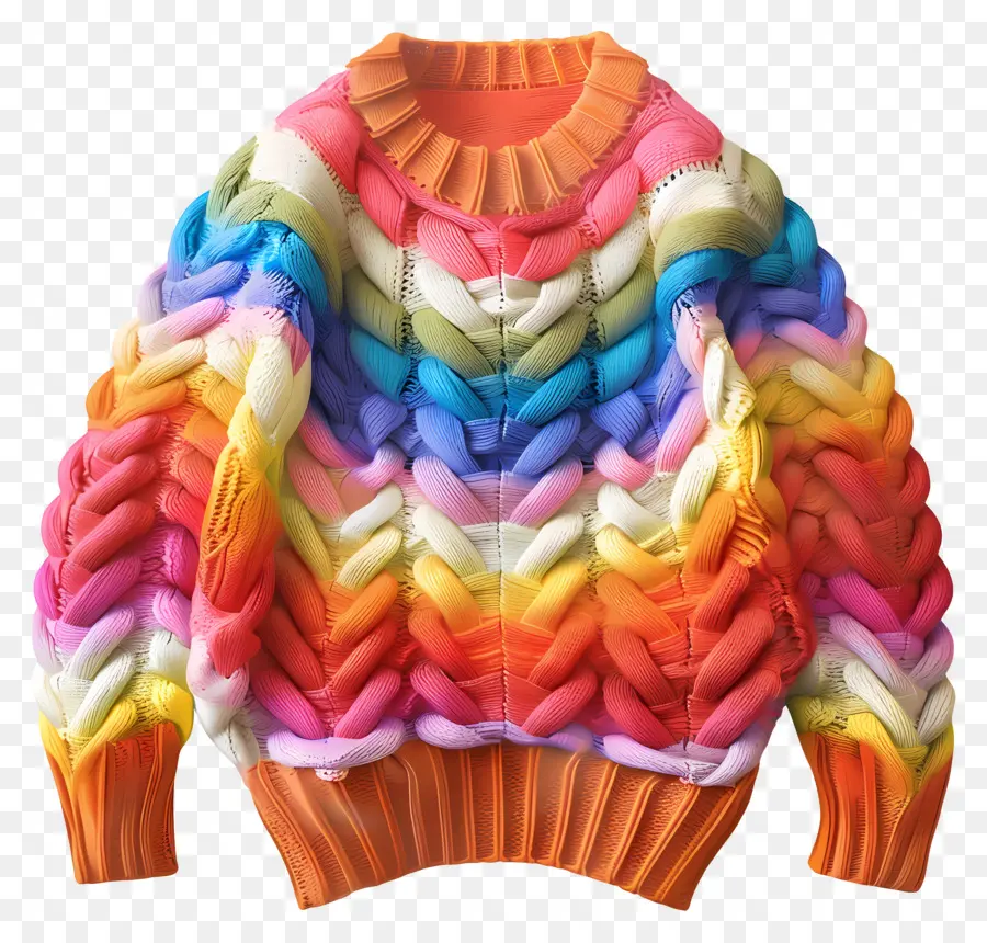 вязаная кофта，Радужный свитер PNG