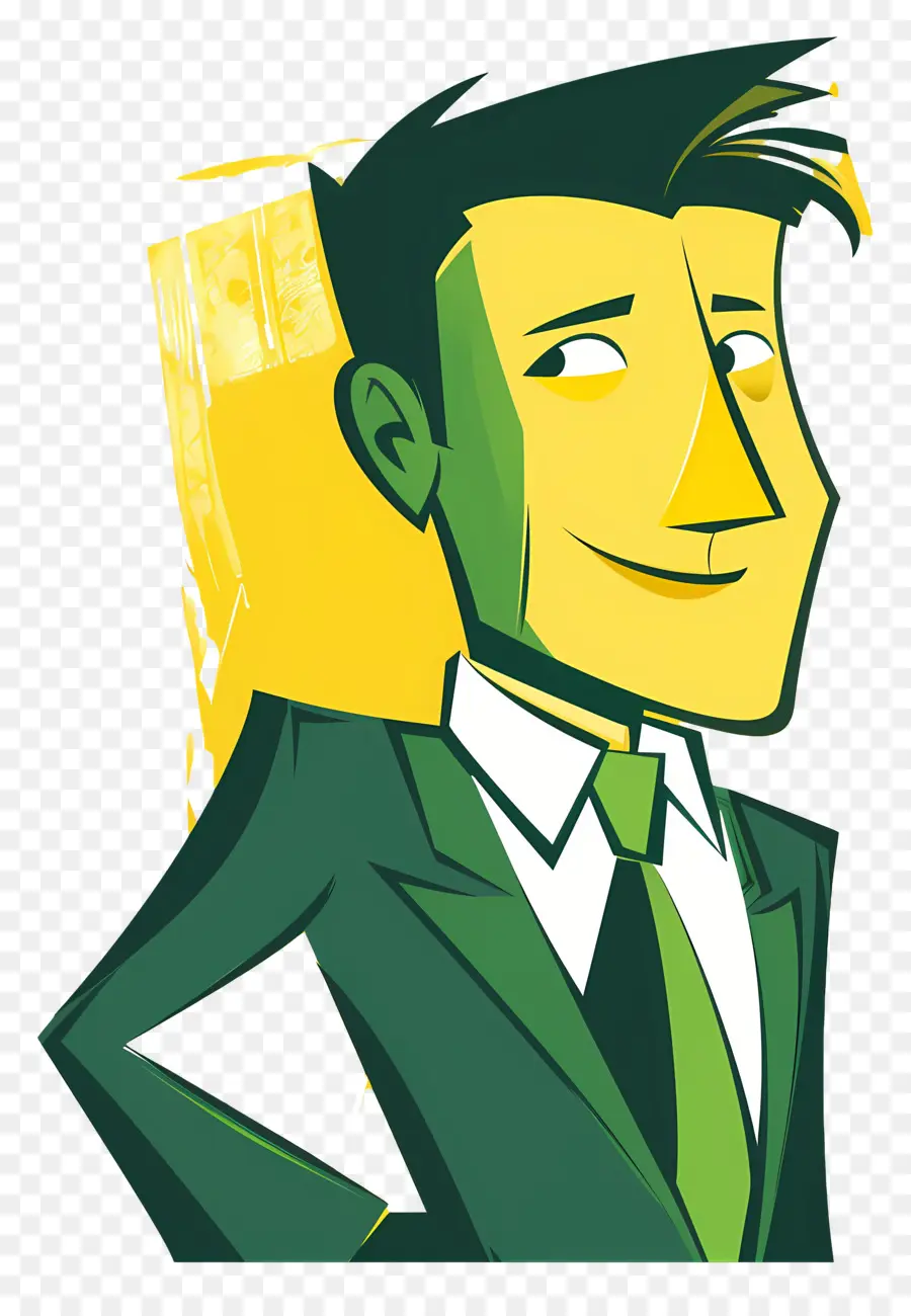 мультфильм бизнесмен，зеленый костюм PNG