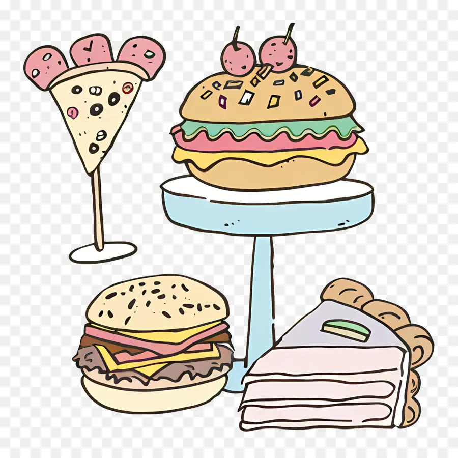 мультфильм пищевыми продуктами，Гамбургер PNG