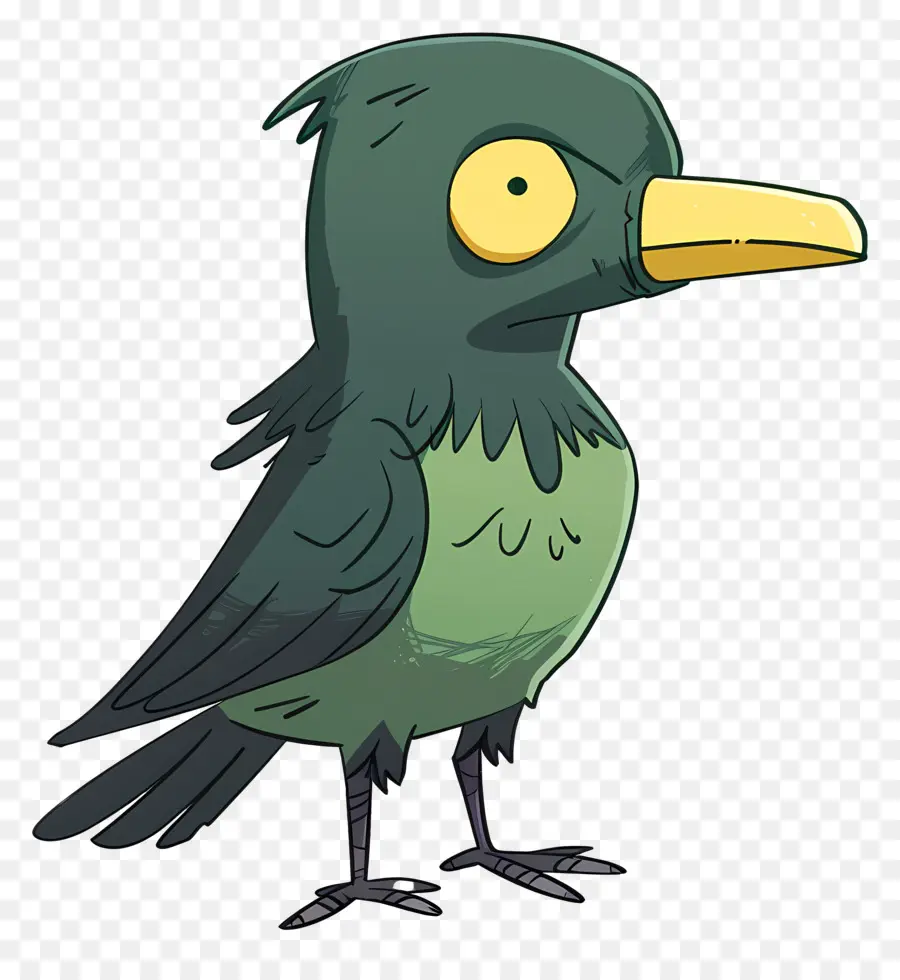 мультфильм ворона，зеленая птица PNG