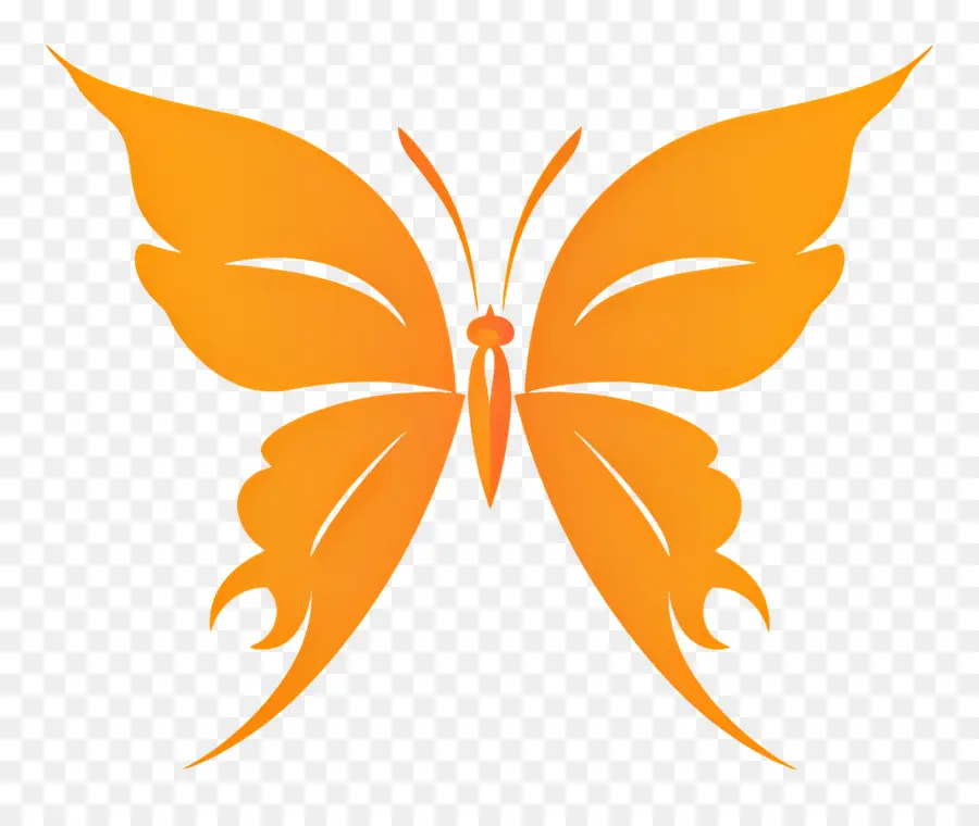 Простой дизайн，оранжевая бабочка PNG