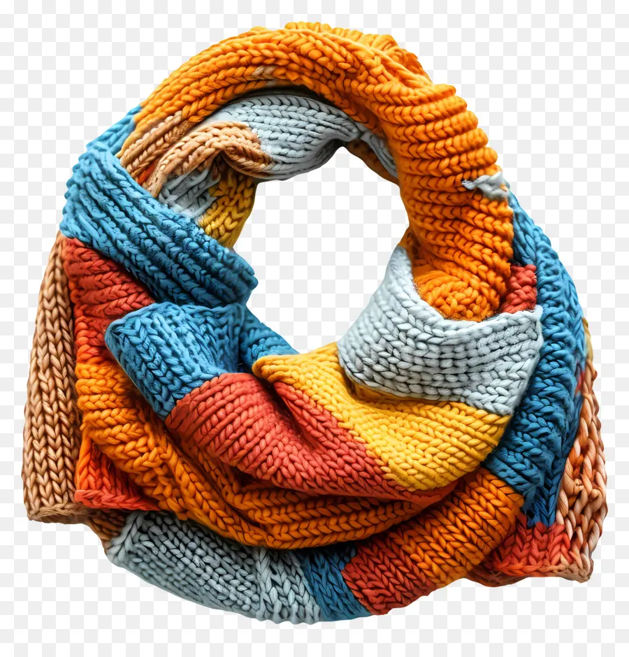 вязаный шарф，красочный рисунок PNG